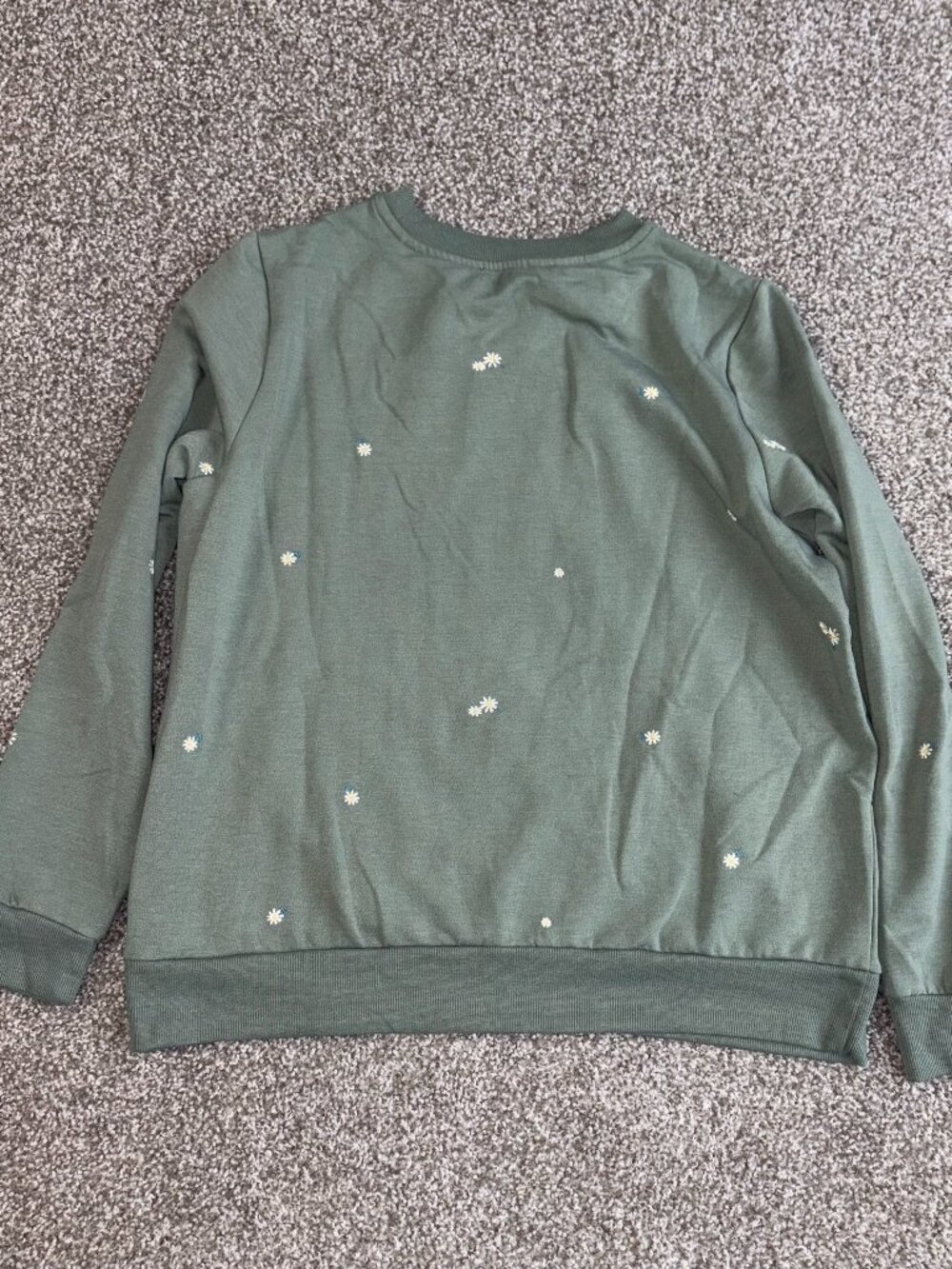 Gloria Vanderbilt Women Med Green Pullover Daisy Sweatshirt